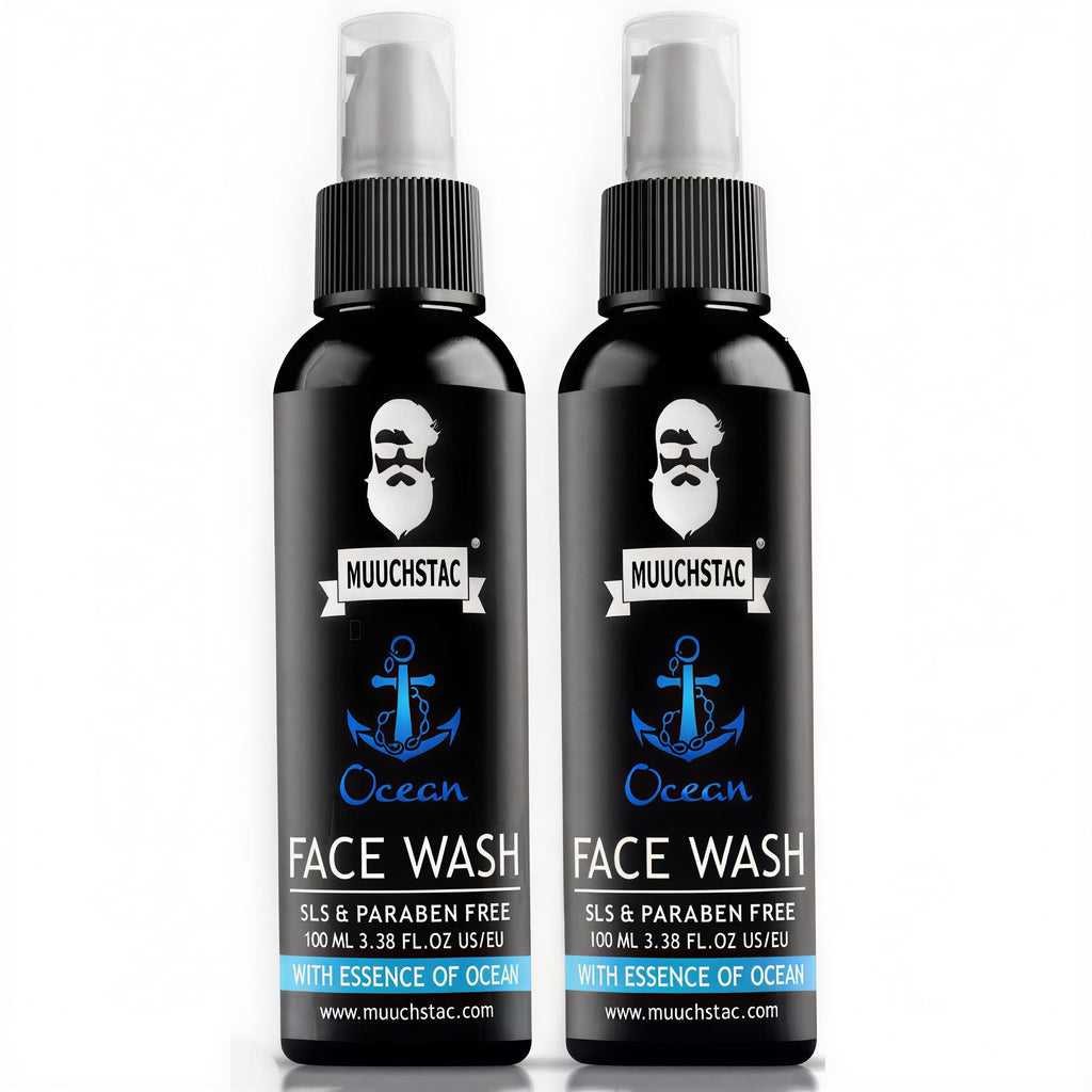 Muuchstac Ocean Face Wash for Men | Fight Acne & Pimples, Brighten Skin, Clears Dirt, Oil Control, Refreshing Feel - Multi - Action Formula | 100 ml | Pack of 2 - Deskart Mart