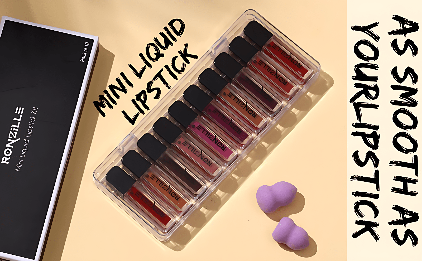 Ronzille Long Lasting Waterproof Non Transfer Liquid Matte Premium Lipstick Set of 10 - Deskart Mart