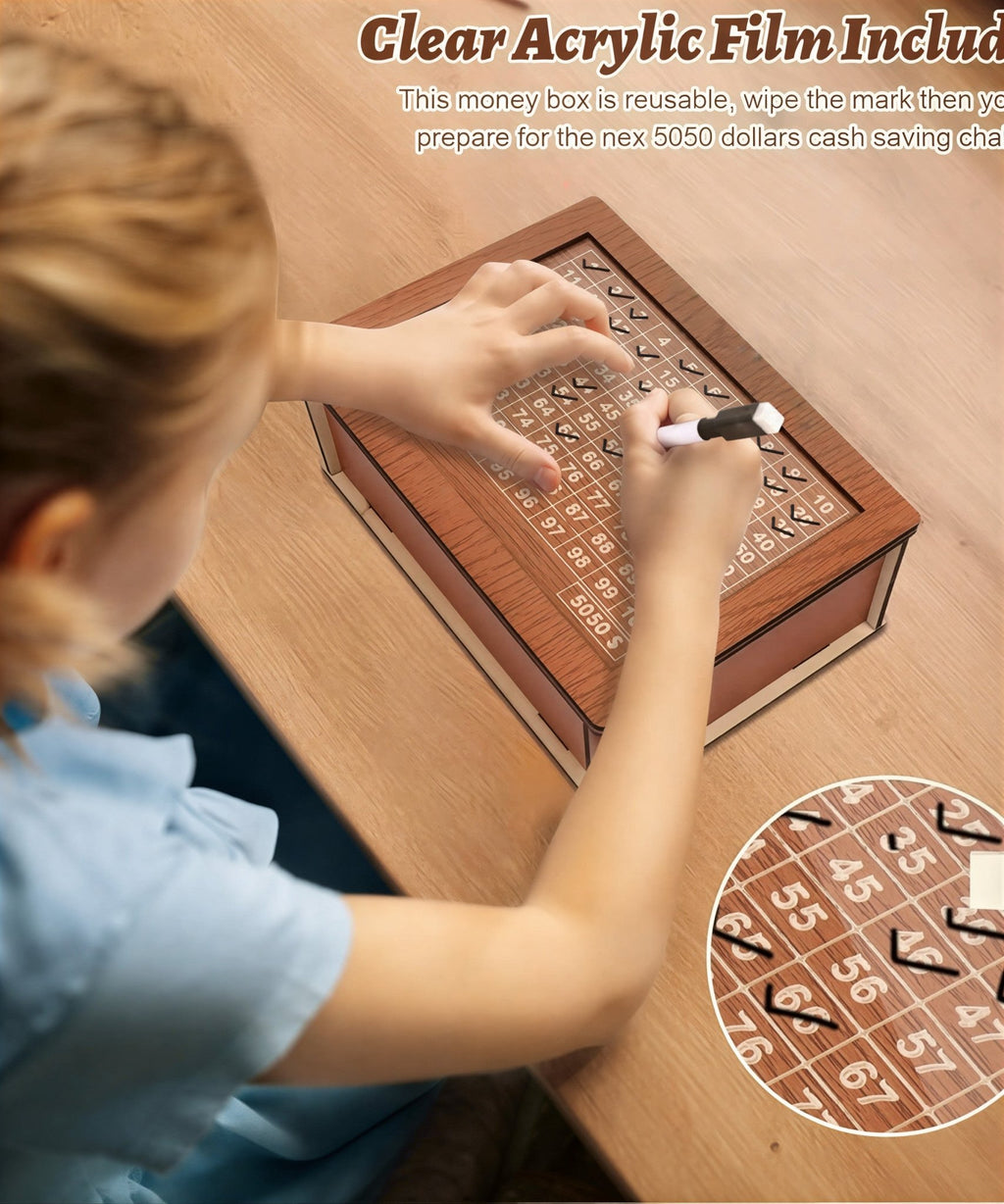 Wooden Money Piggy Bank Saver 1 Lakh Roadmap - Deskart Mart